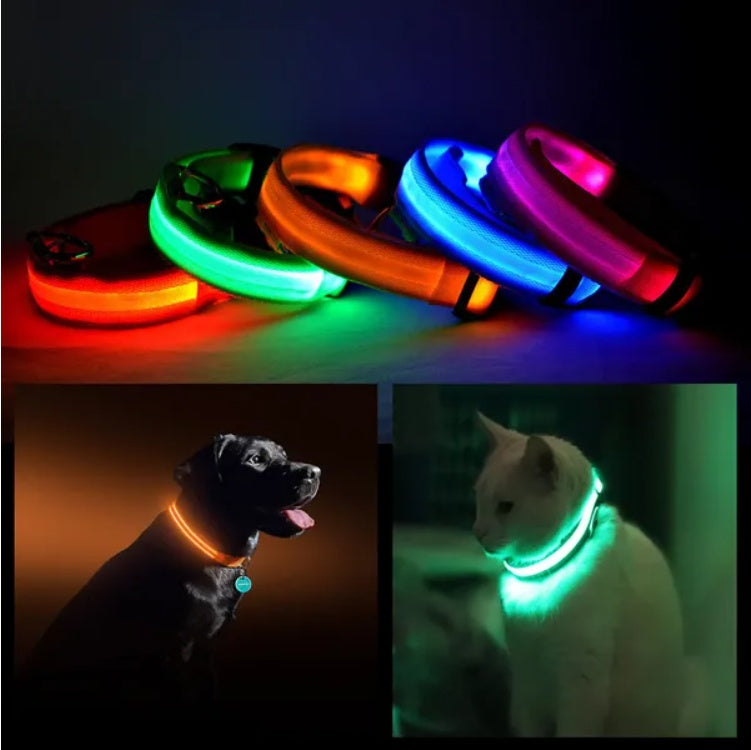 LED Pet Safety Halo Collar – Adjustable Light-Up Night Visibility Collar for Dogs & Cats ACS1