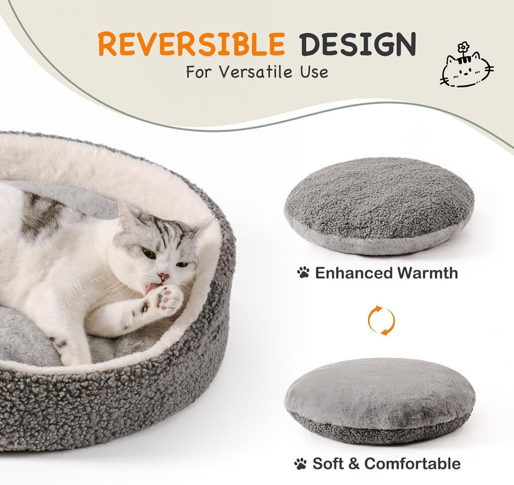 Washable Pet Bed – 23x23x7" Orthopedic Round Bed for Small Dogs & Cats with Non-Slip Bottom | Cat Drinking & Feeding – bed54