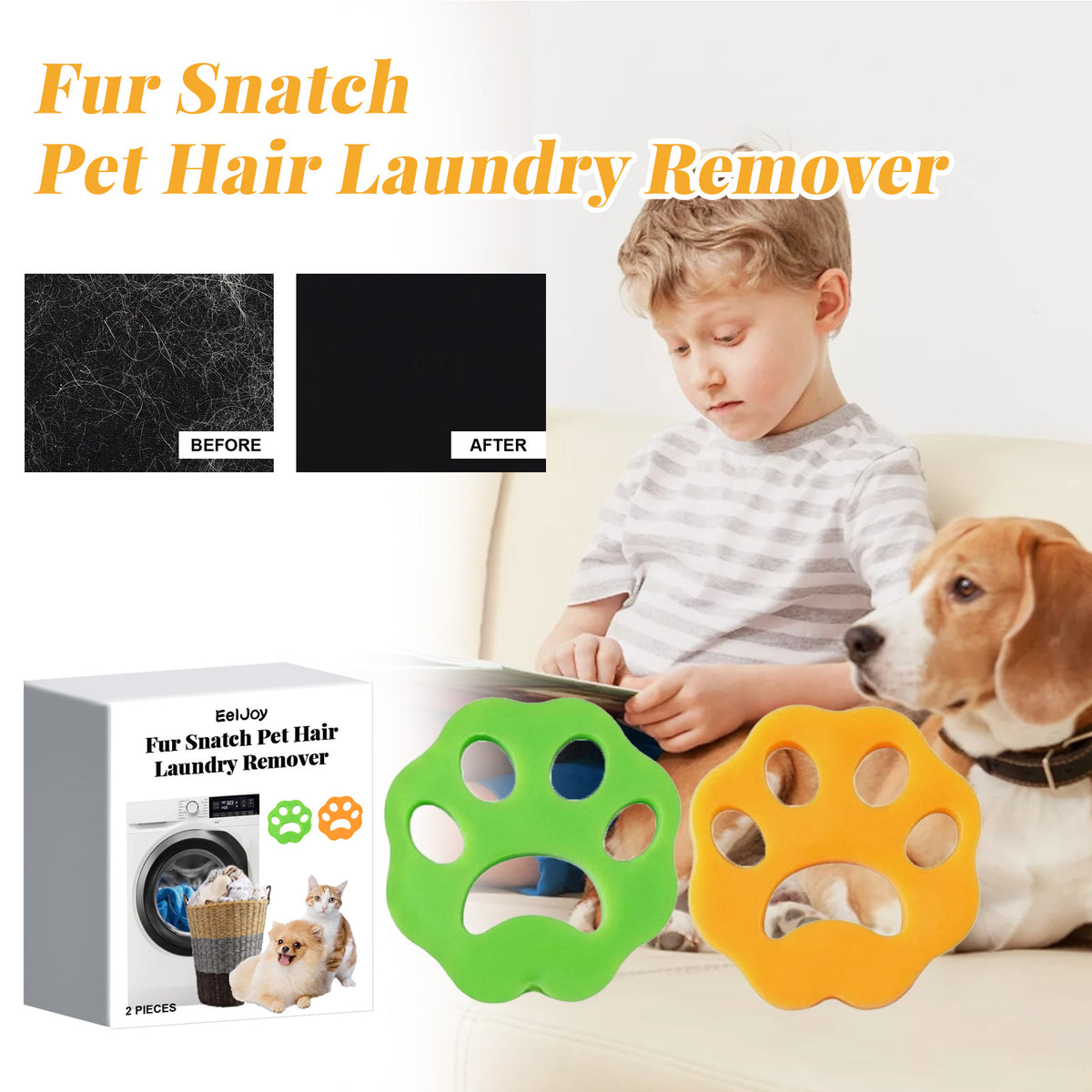 2 Pack Pet Hair Remover for Laundry – Reusable Lint Catcher for Dog Hair on Clothes, Bedding & Drinking Accessories