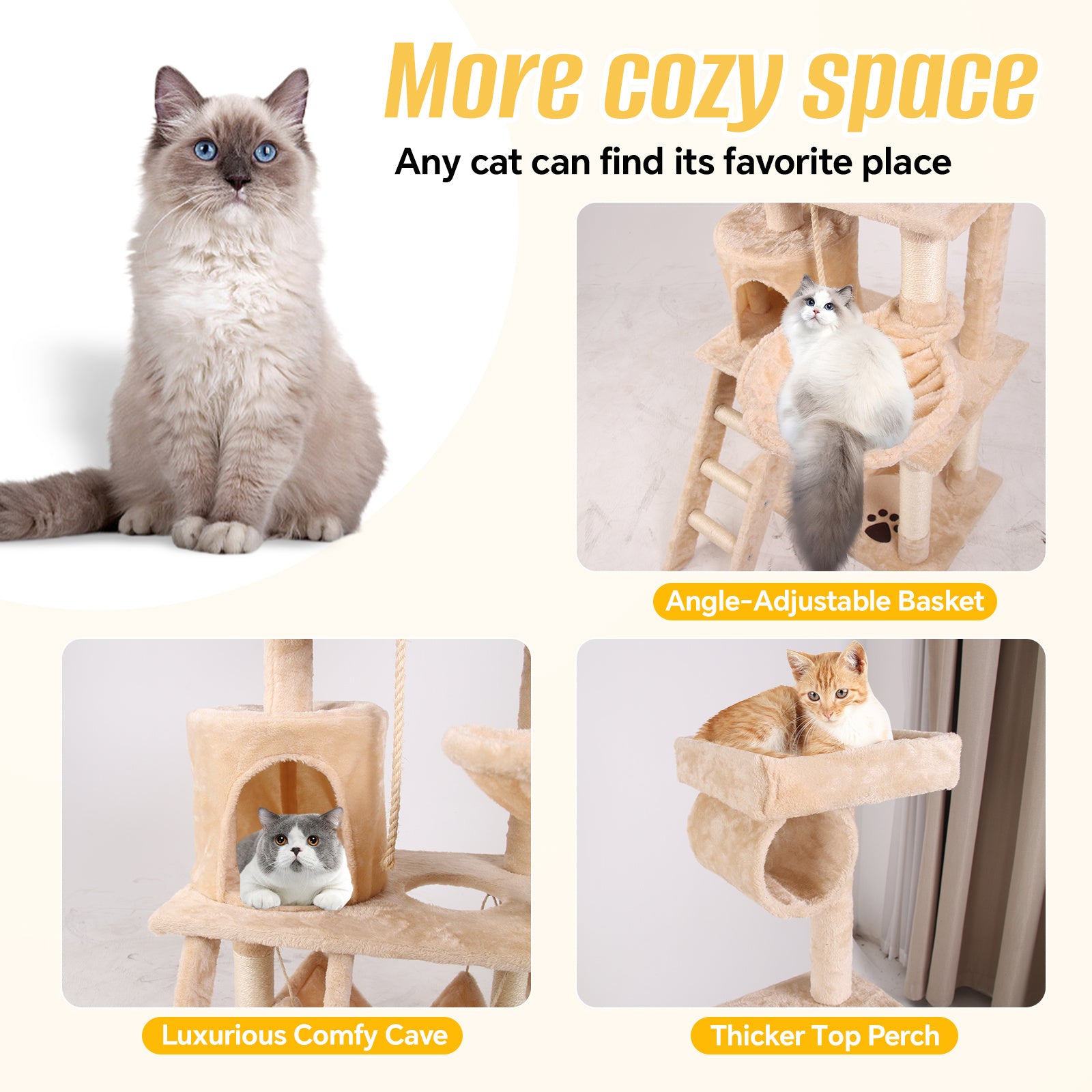 Cat Climbing Frame – Multi-Level Indoor Play Tower with Scratching Posts & Rest Platforms for Active Cats | Cat Drinking & Feeding – furn20