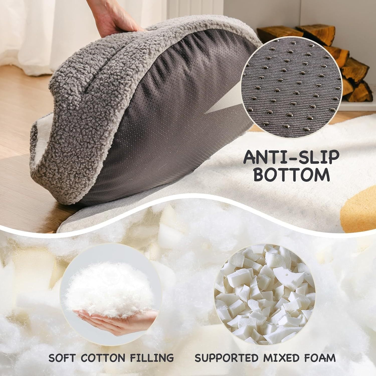 Washable Pet Bed – 23x23x7" Orthopedic Round Bed for Small Dogs & Cats with Non-Slip Bottom | Cat Drinking & Feeding – bed54