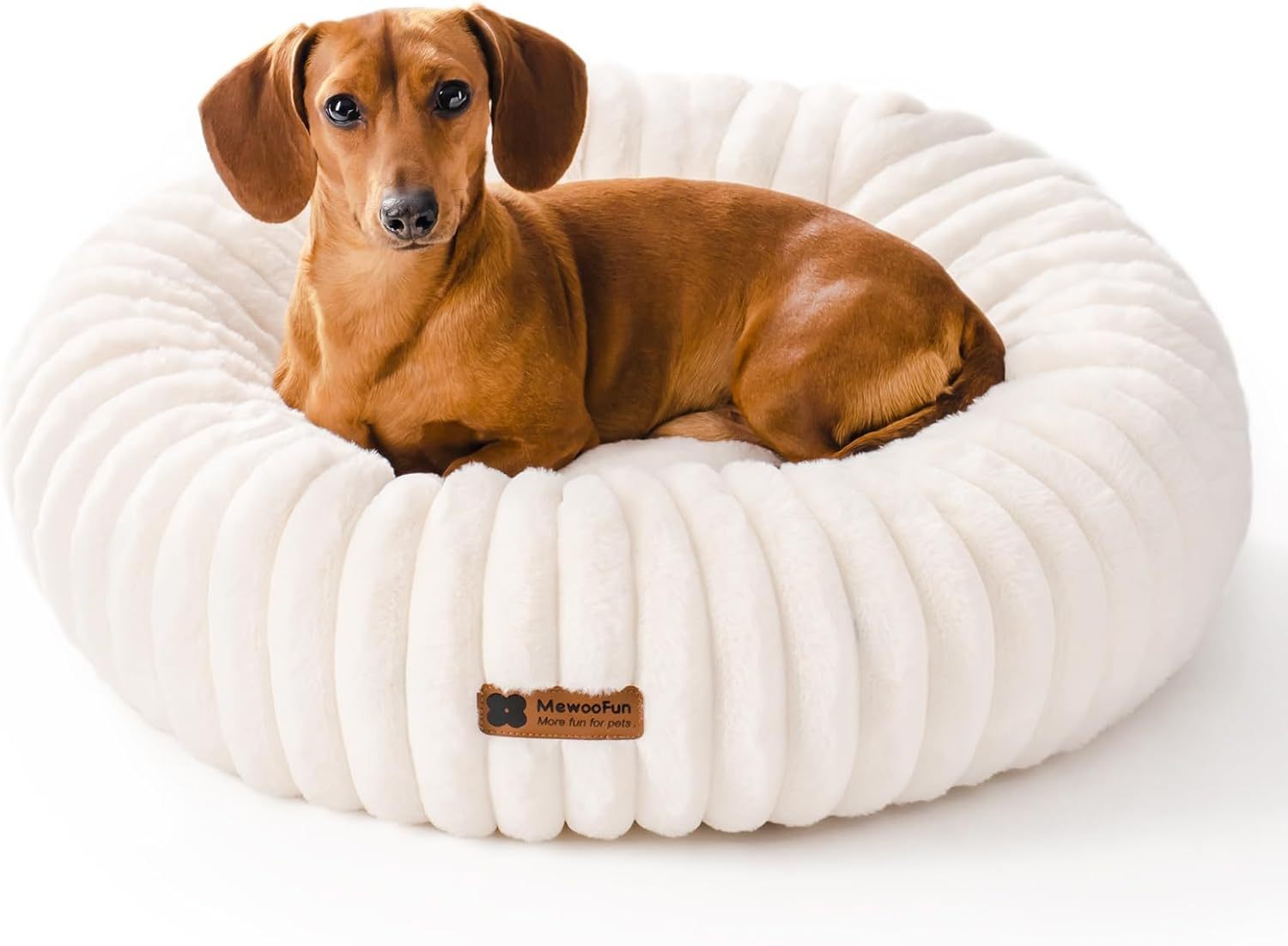 Donut Dog Bed – Calming Fluffy Round Bed for Small Dogs, Puppies & Kittens | Cat Drinking & Feeding – bed34