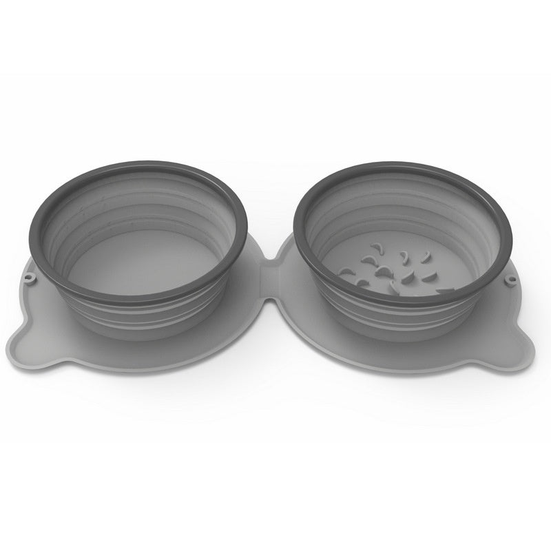Foldable Travel Pet Bowl – Dual Food & Water Dish for Dogs & Cats