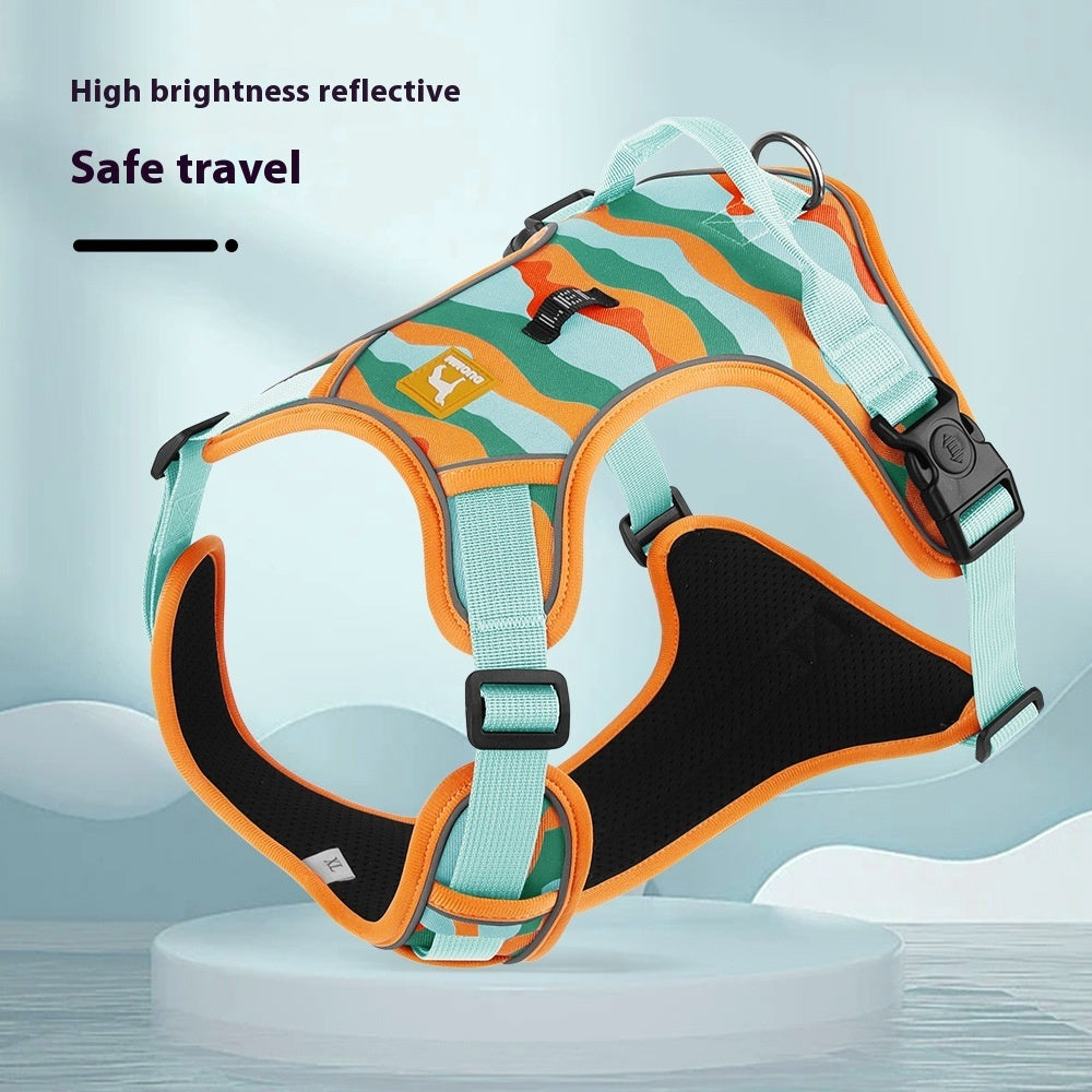Reflective Dog Chest & Back Harness with Hand-Held Leash – Secure Commuter Walking Strap COL5
