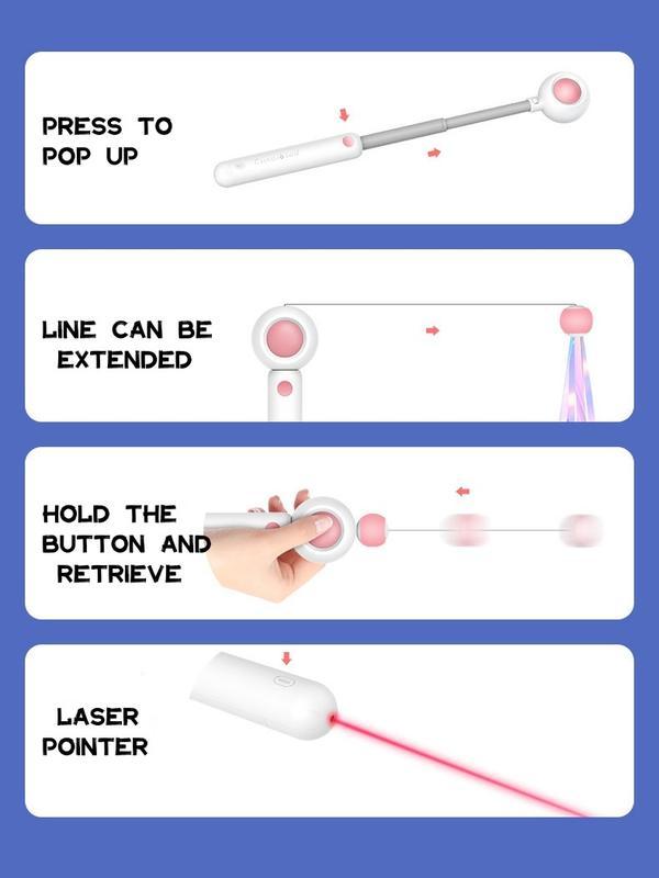 Retractable Laser Cat Toy Wand – Interactive Teaser Stick with Toy Balls, Safe & Non-Toxic Material for Kittens & Cats
