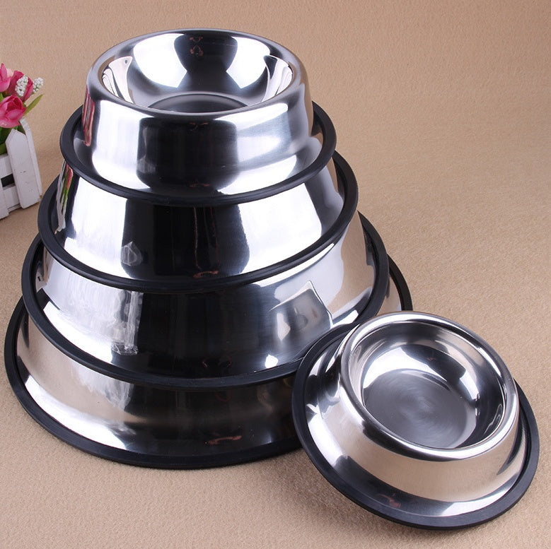 Pet Drinking & Feeding Classic Stainless Steel Bowls for Cats & Dogs – Durable Non-Slip Food & Water Dish