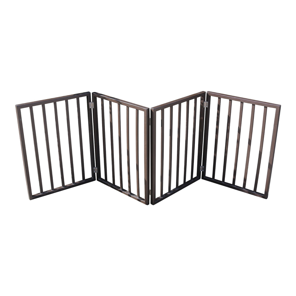 Wooden Freestanding Folding Pet Gate – Brown Arc Design for Doorways, Stairs & Home Use ACS35