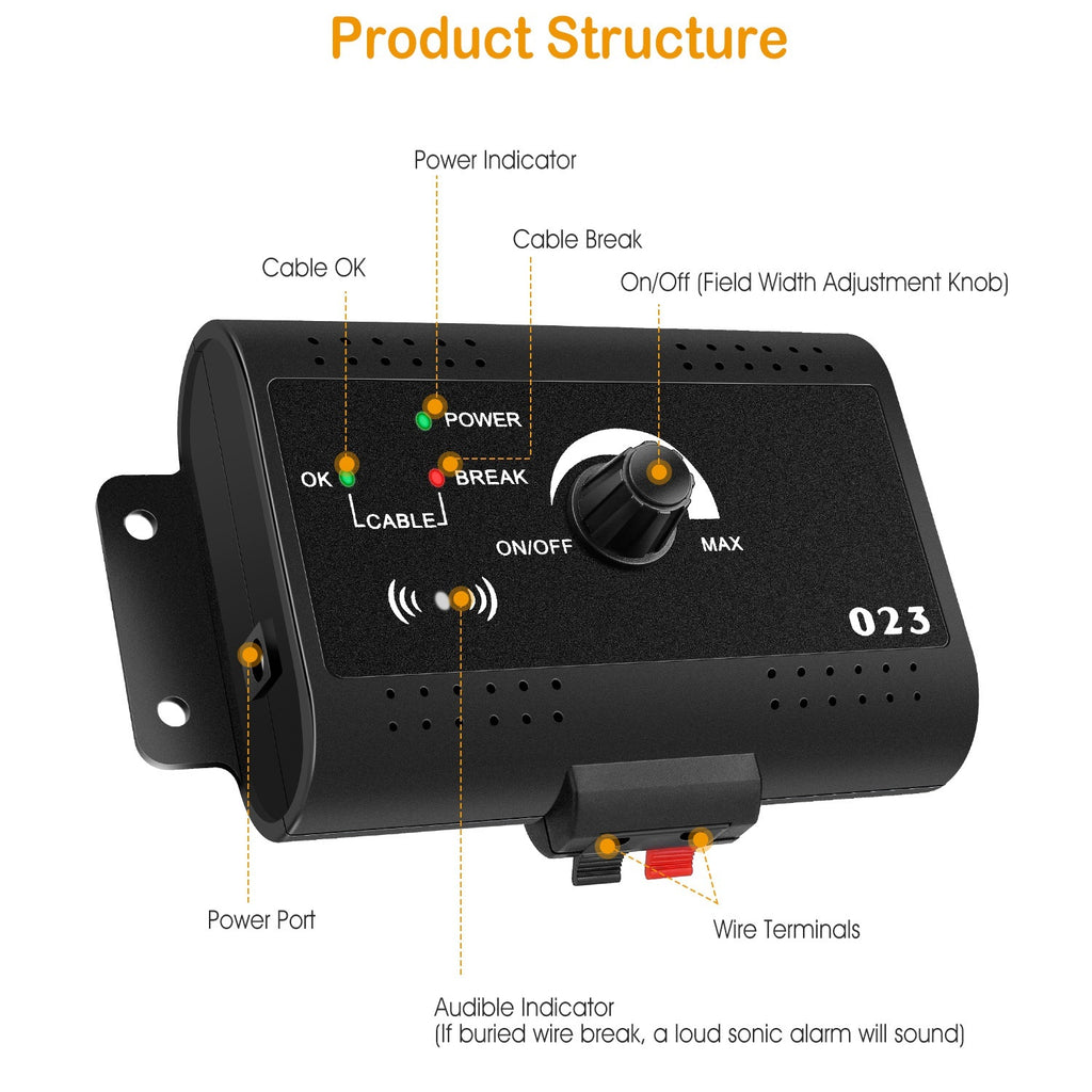 Electric Dog Fence System – Water-Resistant Collar with Tone & Shock Boundary Containment for Small to Large Dogs ACS45