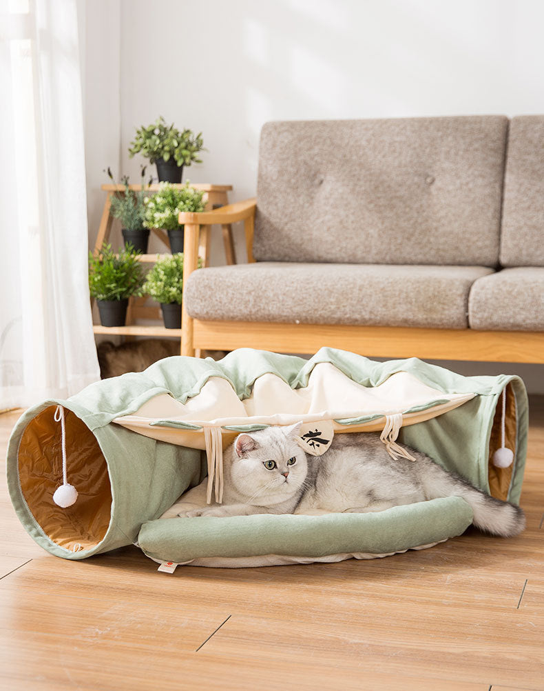 Collapsible Cat Tunnel – Durable & Washable Interactive Pet Toy | Cat Drinking & Feeding – bed8