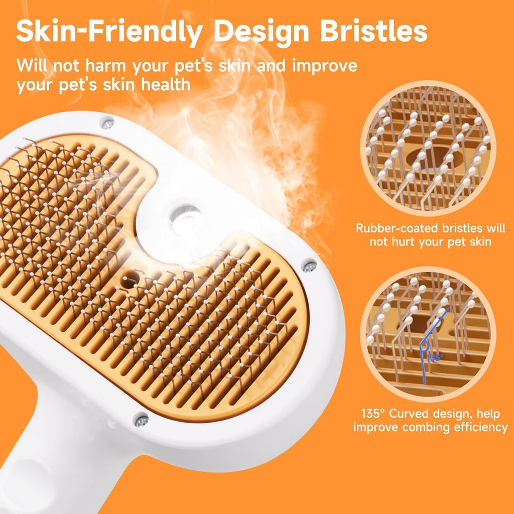 3-in-1 Universal Pet Steam Brush – Spray Hair Removal Comb with Waterless Shampoo & Ear Towel for Cats and Dogs care 31