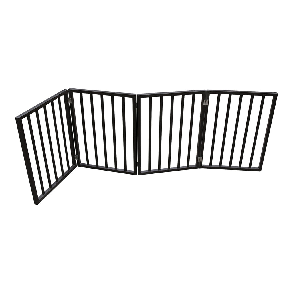 Wooden Freestanding Folding Pet Gate – Brown Arc Design for Doorways, Stairs & Home Use ACS35