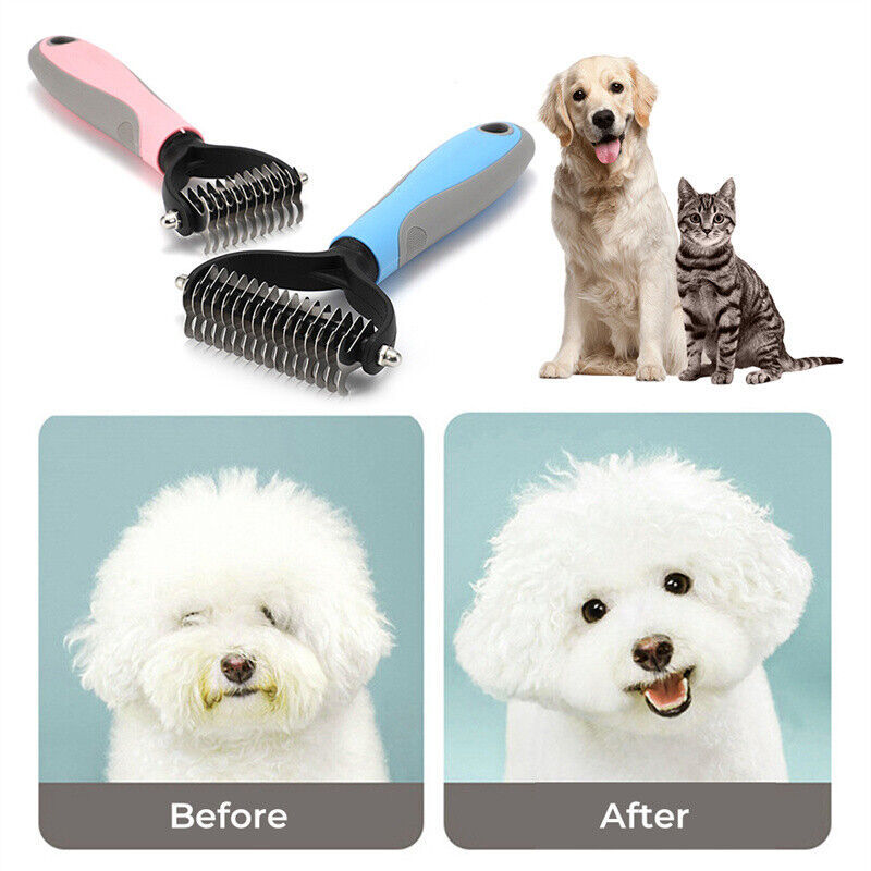 2-in-1 Grooming Brush for Dogs & Cats – Deshedding & Dematting Tool