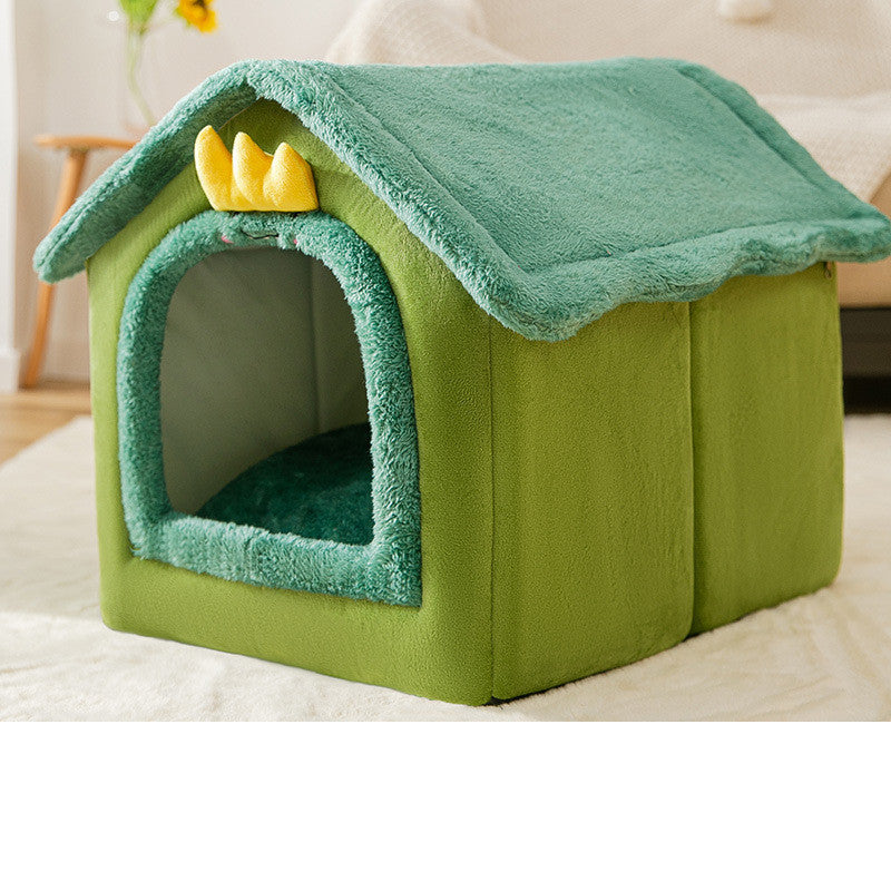 Foldable Dog & Cat Bed – Warm Enclosed Winter Kennel with Removable Nest | Cat Drinking & Feeding – bed5