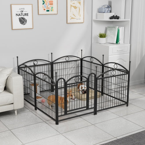 Dog Playpen Indoor 24 Inch – 8-Panel Metal Exercise Pen for Puppies and Small Dogs | Cat Drinking & Feeding – furn26
