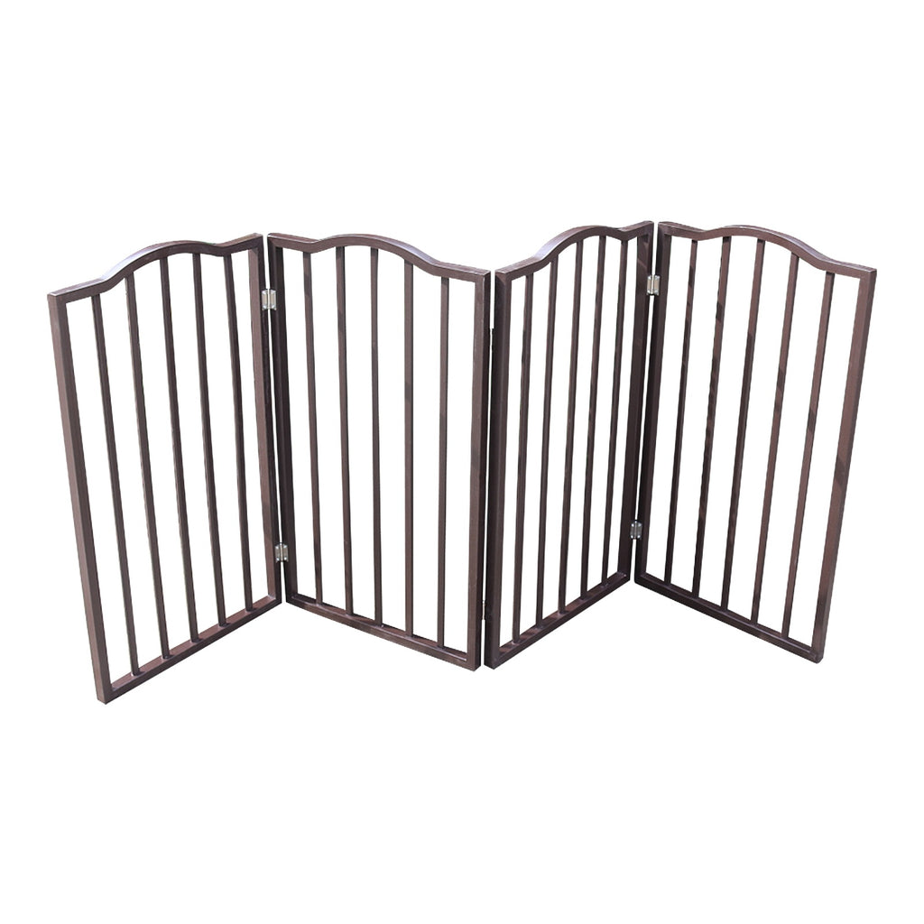 Freestanding Folding Dog Gate – Arc Wooden Design for Doorways & Stairs, Brown Finish ACS41