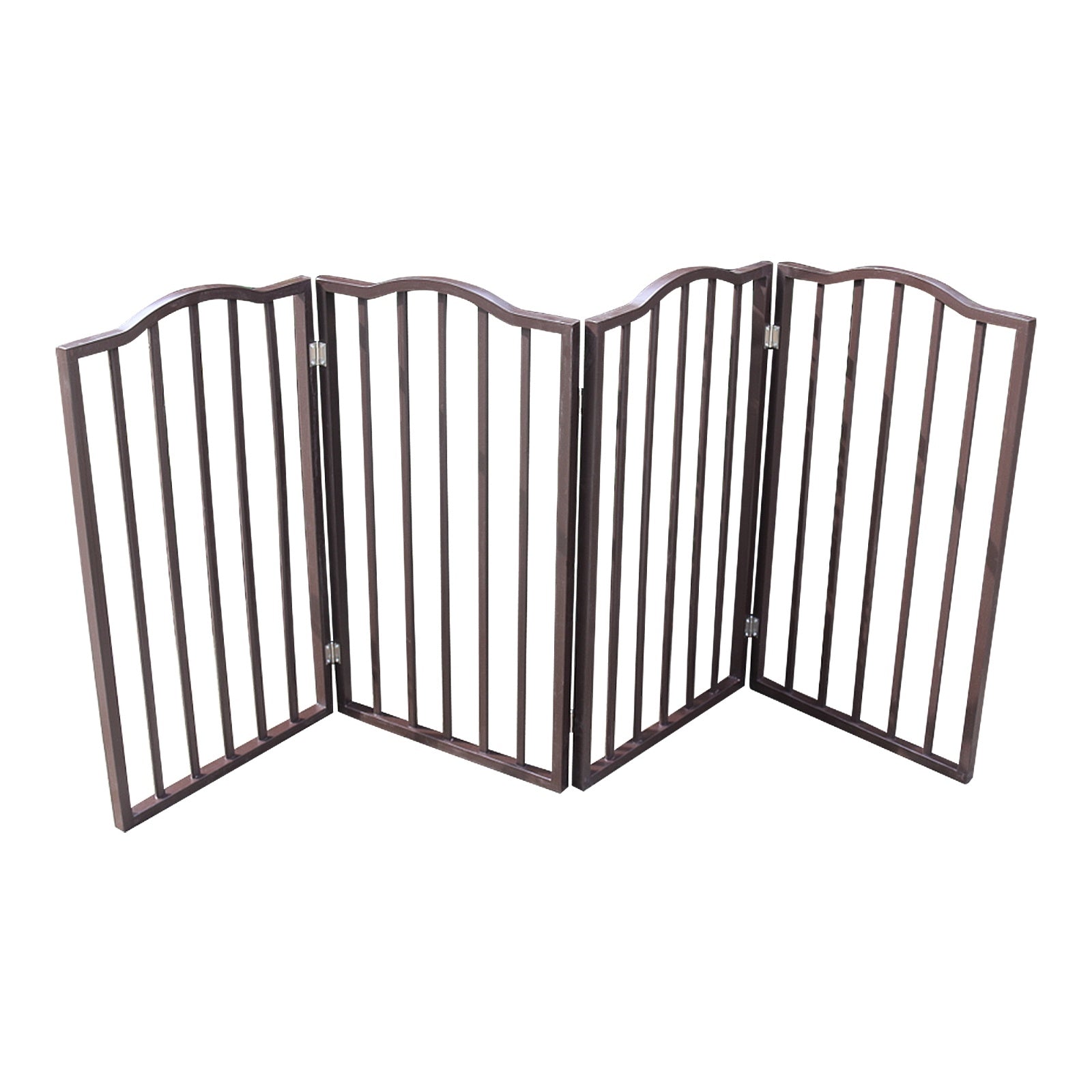 Freestanding Folding Dog Gate – Arc Wooden Design for Doorways & Stairs, Brown Finish ACS41