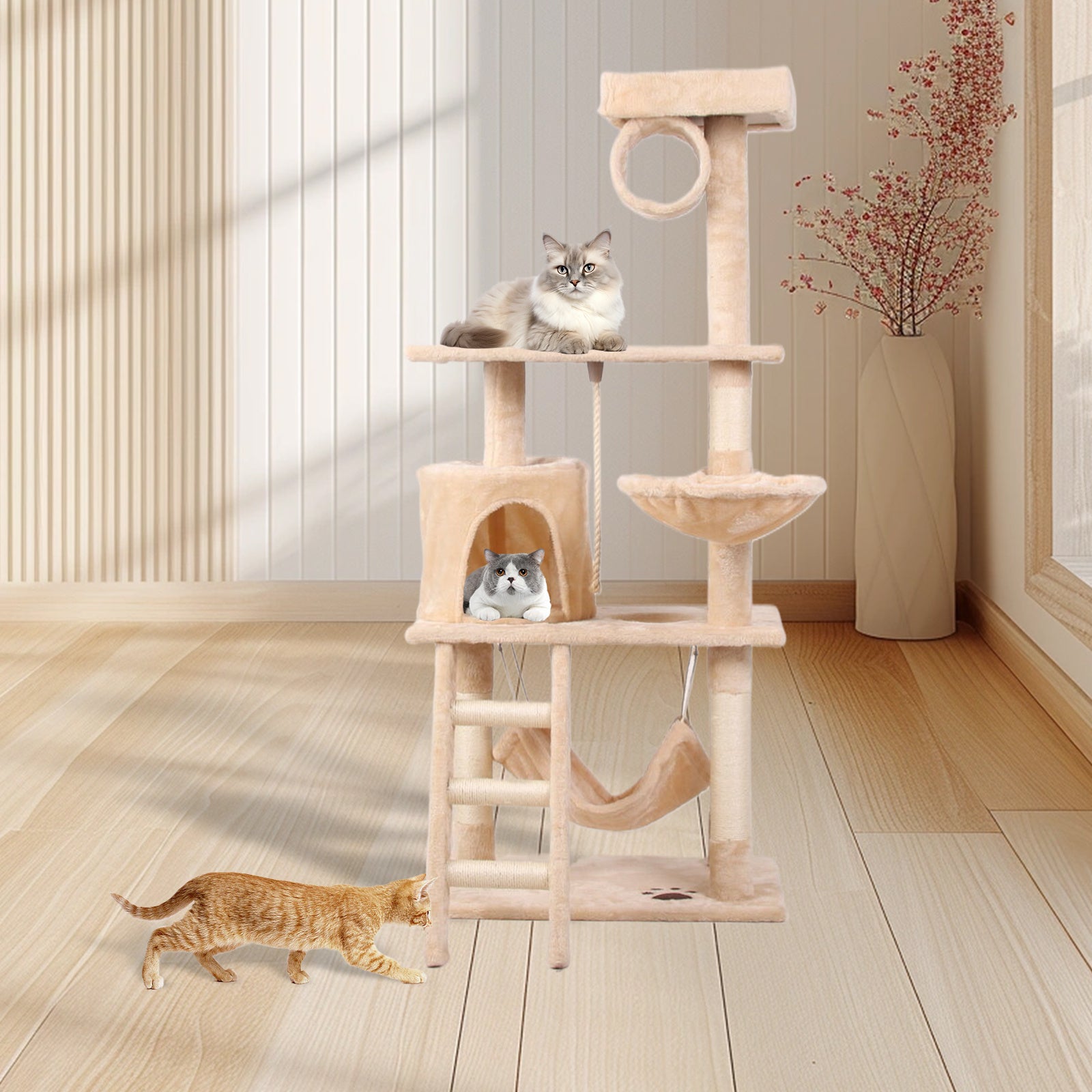 Cat Climbing Frame – Multi-Level Indoor Play Tower with Scratching Posts & Rest Platforms for Active Cats | Cat Drinking & Feeding – furn20