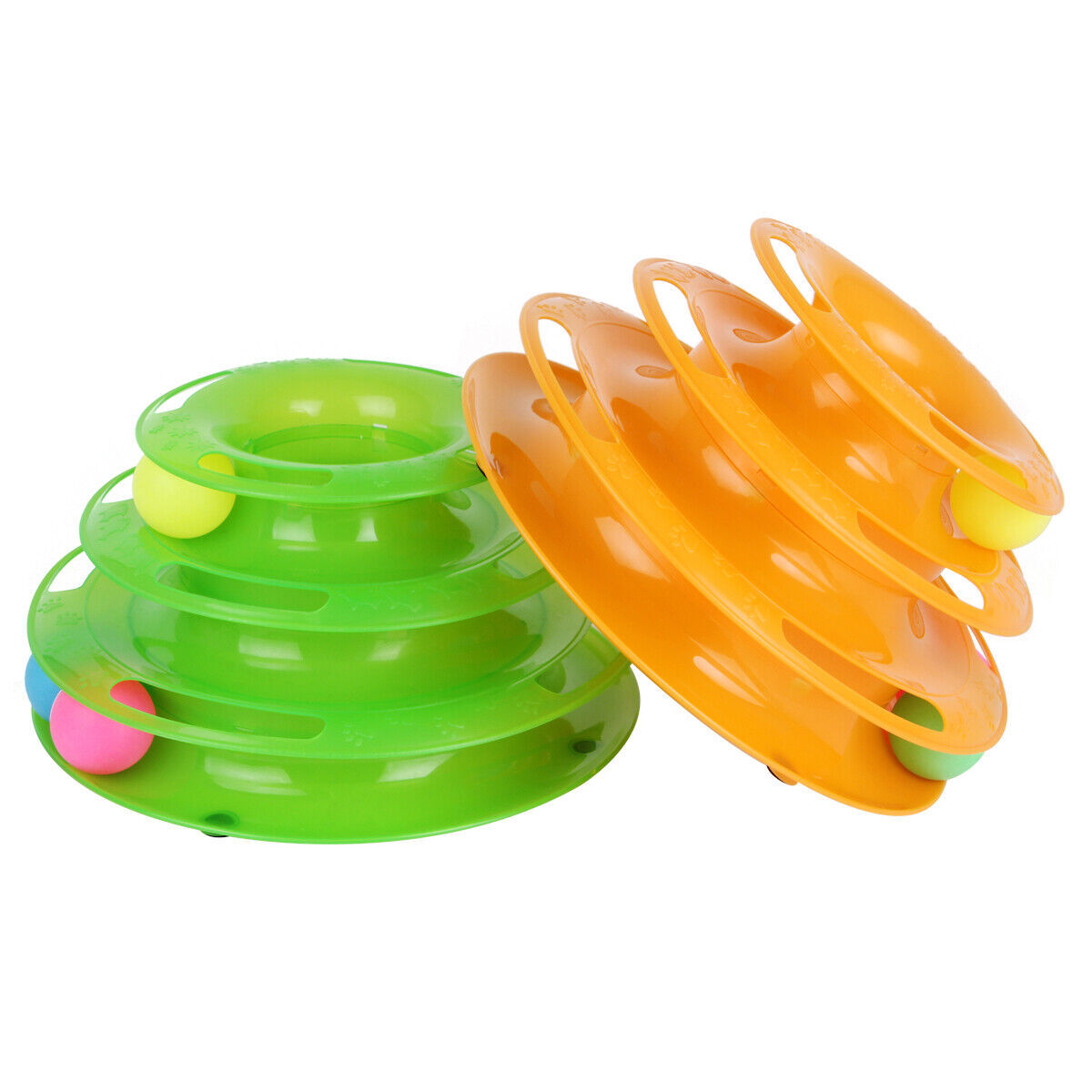 Interactive Cat Tower Toy – 3-Level Spinning Ball Amusement Track