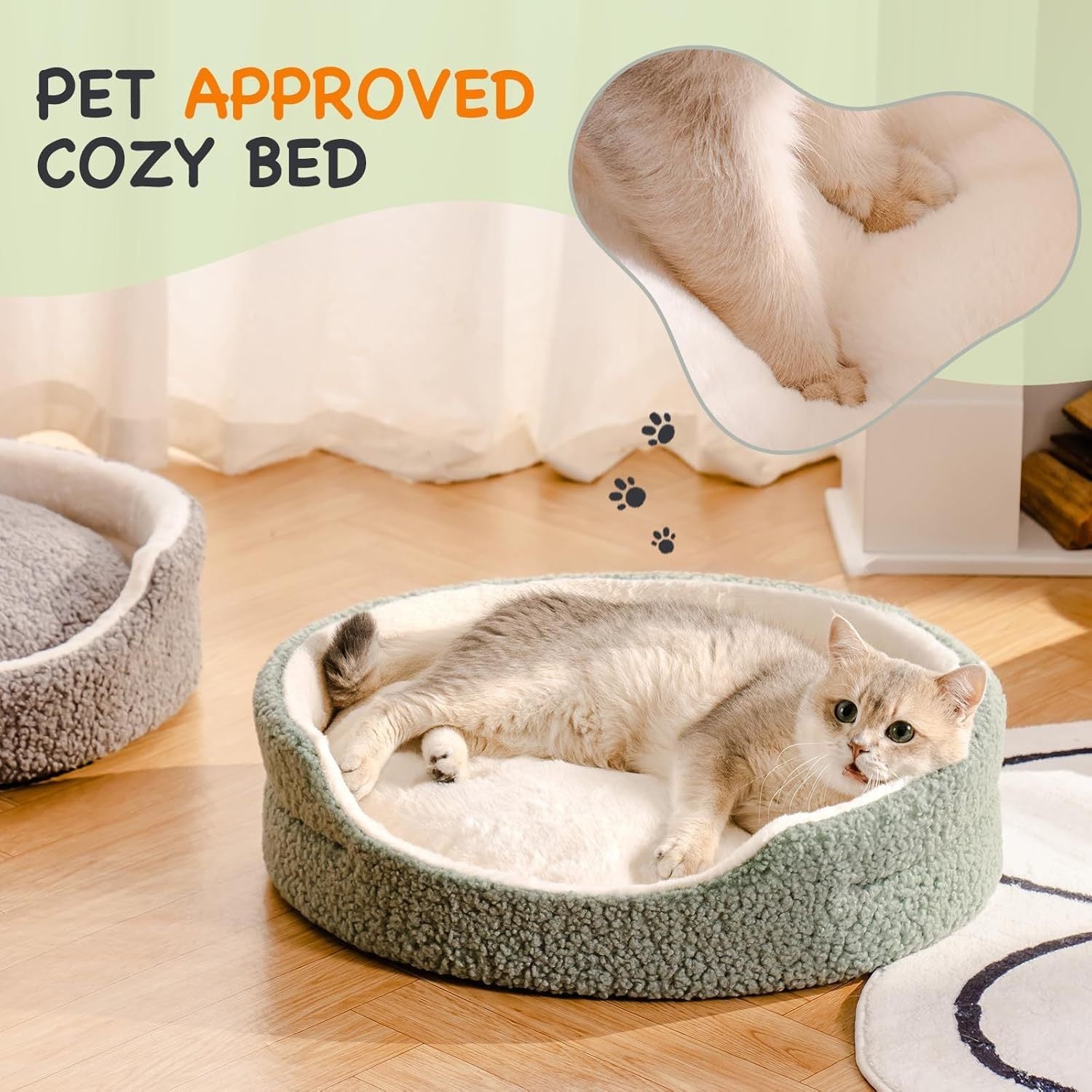 Washable Pet Bed – 23x23x7" Round Orthopedic Bed for Cats & Small Dogs | Cat Drinking & Feeding – bed39