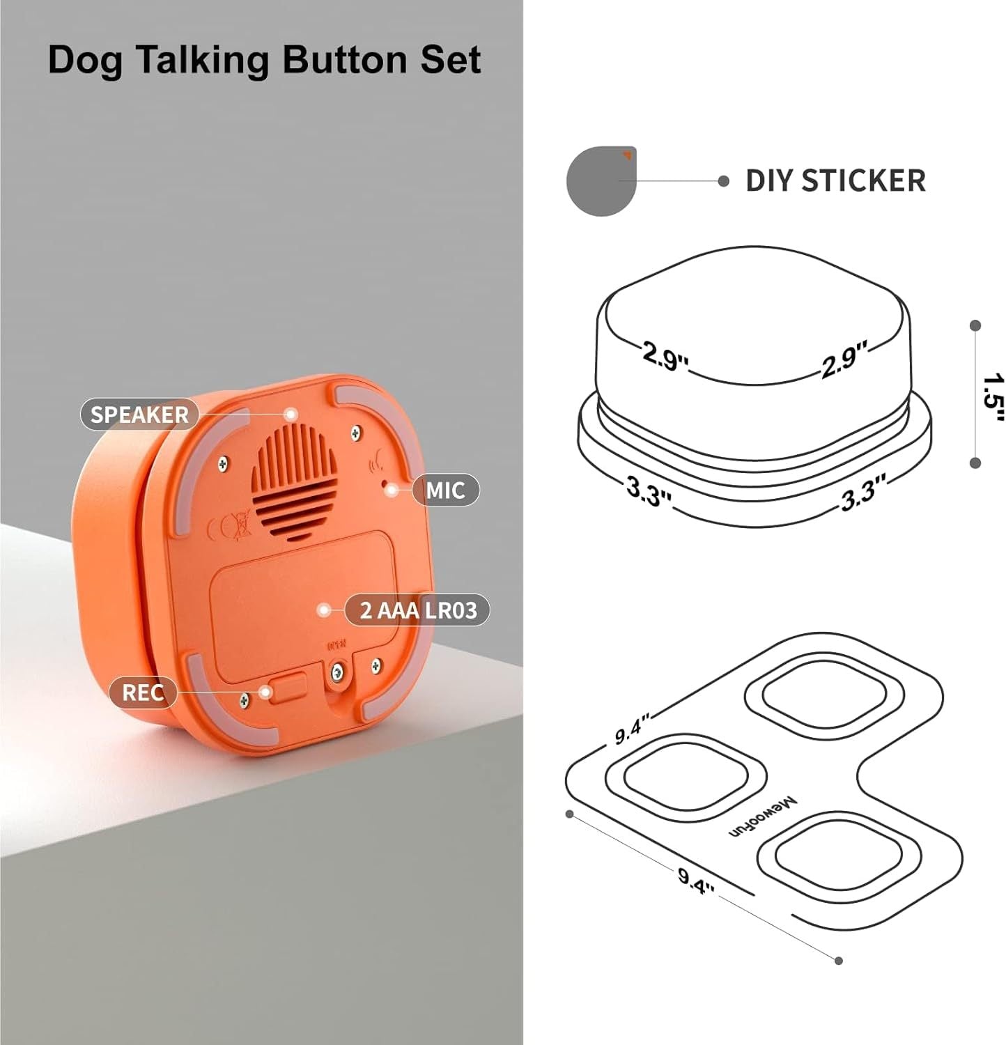 Dog Talking Buttons Set – 3 Recordable Communication Buttons for Pet Training & Interaction