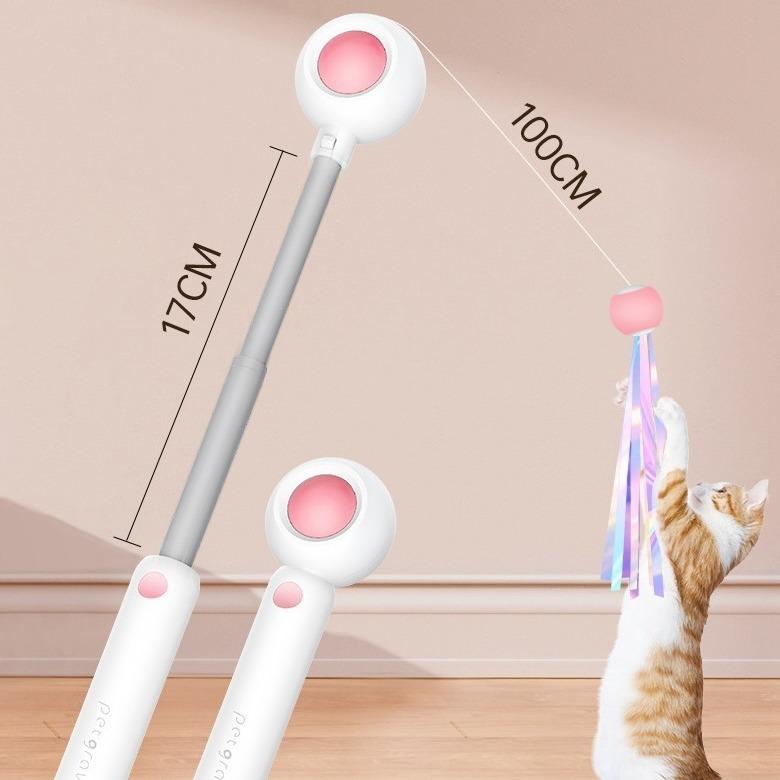 Retractable Laser Cat Toy Wand – Interactive Teaser Stick with Toy Balls, Safe & Non-Toxic Material for Kittens & Cats