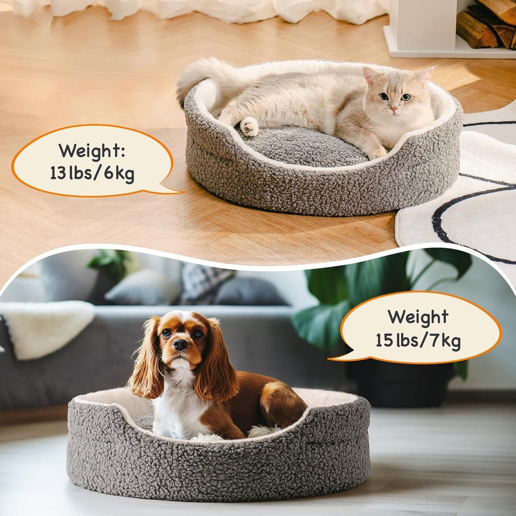 Washable Pet Bed – 23x23x7" Orthopedic Round Bed for Small Dogs & Cats with Non-Slip Bottom | Cat Drinking & Feeding – bed54