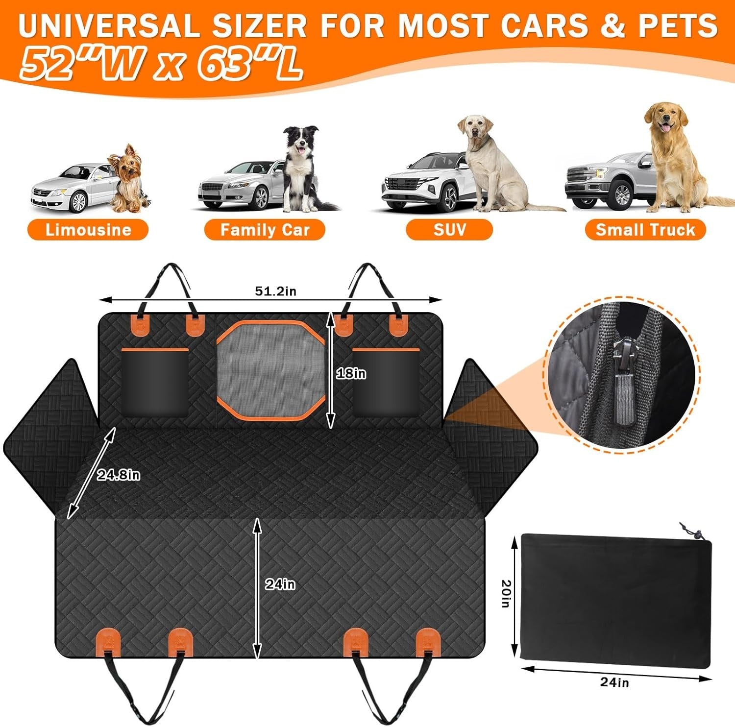 Dog Car Seat Backrest Protector – Waterproof Travel Support for Pet Comfort & Safety ACS11