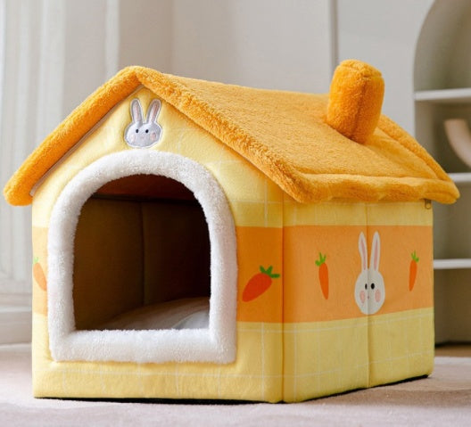 Foldable Dog & Cat Bed – Warm Enclosed Winter Kennel with Removable Nest | Cat Drinking & Feeding – bed5