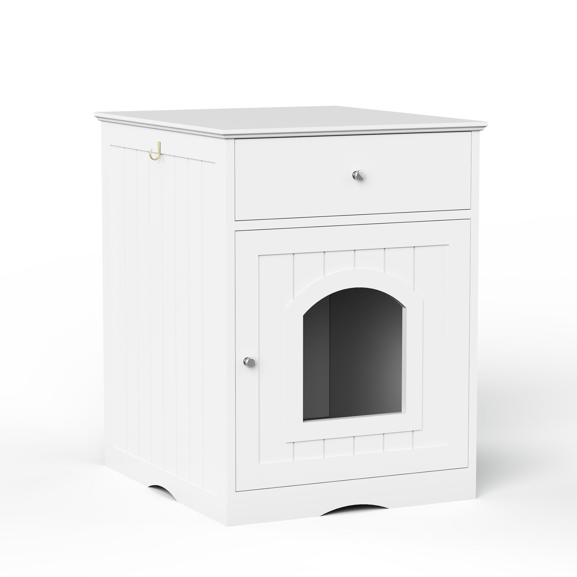 Wooden Pet House Litter Box Fence With Drawers – Enclosed Cat Toilet Cabinet with Storage & Privacy Divider | Cat Drinking & Feeding – furn13