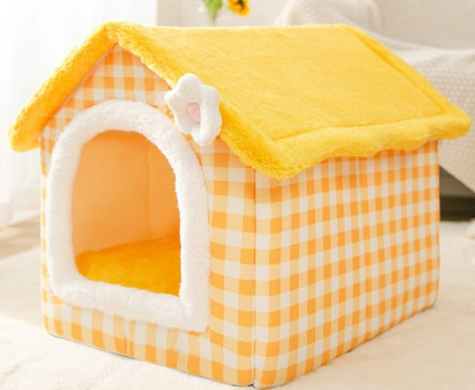 Foldable Dog & Cat Bed – Warm Enclosed Winter Kennel with Removable Nest | Cat Drinking & Feeding – bed5