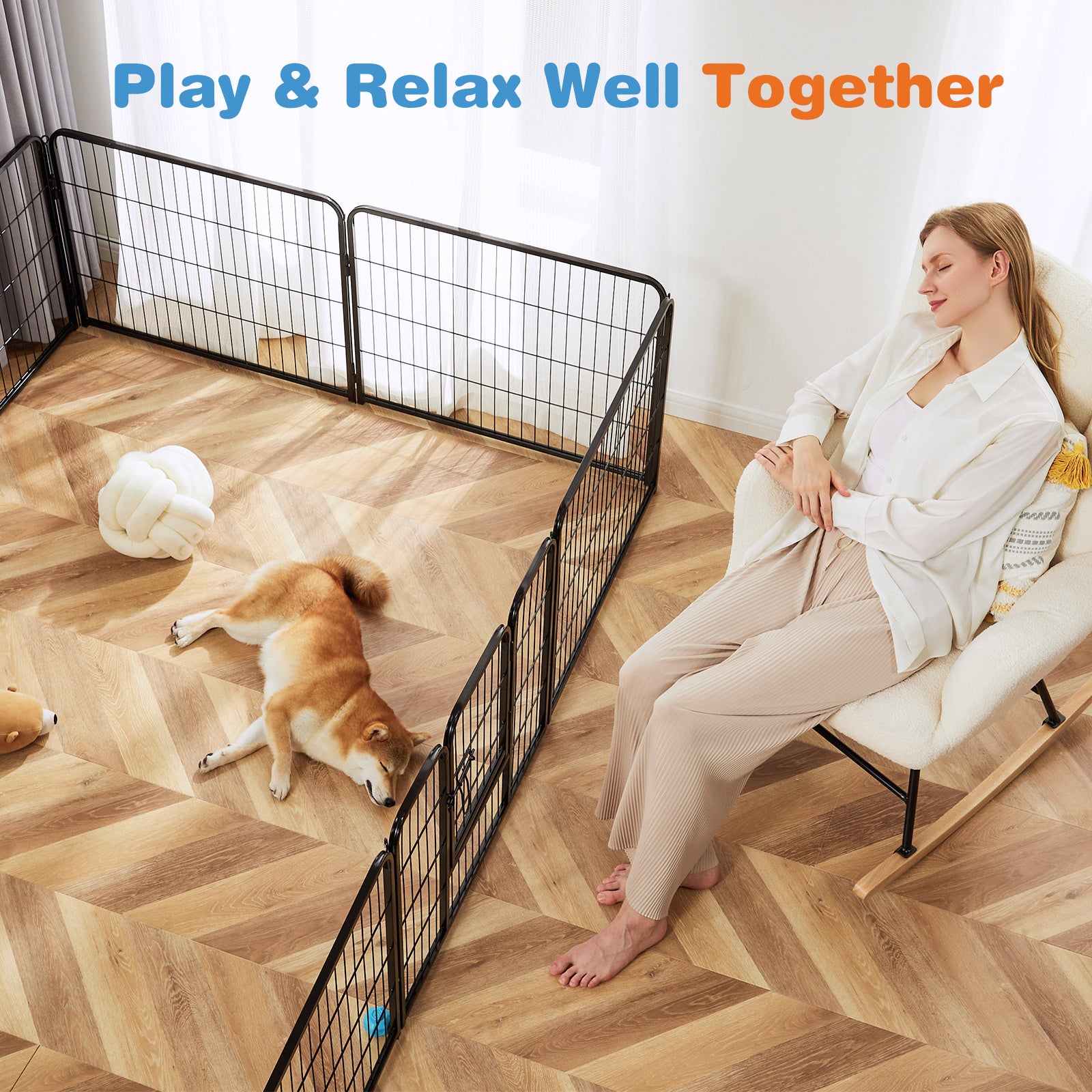 Indoor Dog Playpen Fence – Safe & Foldable Pet Exercise Barrier for Home Use ACS12