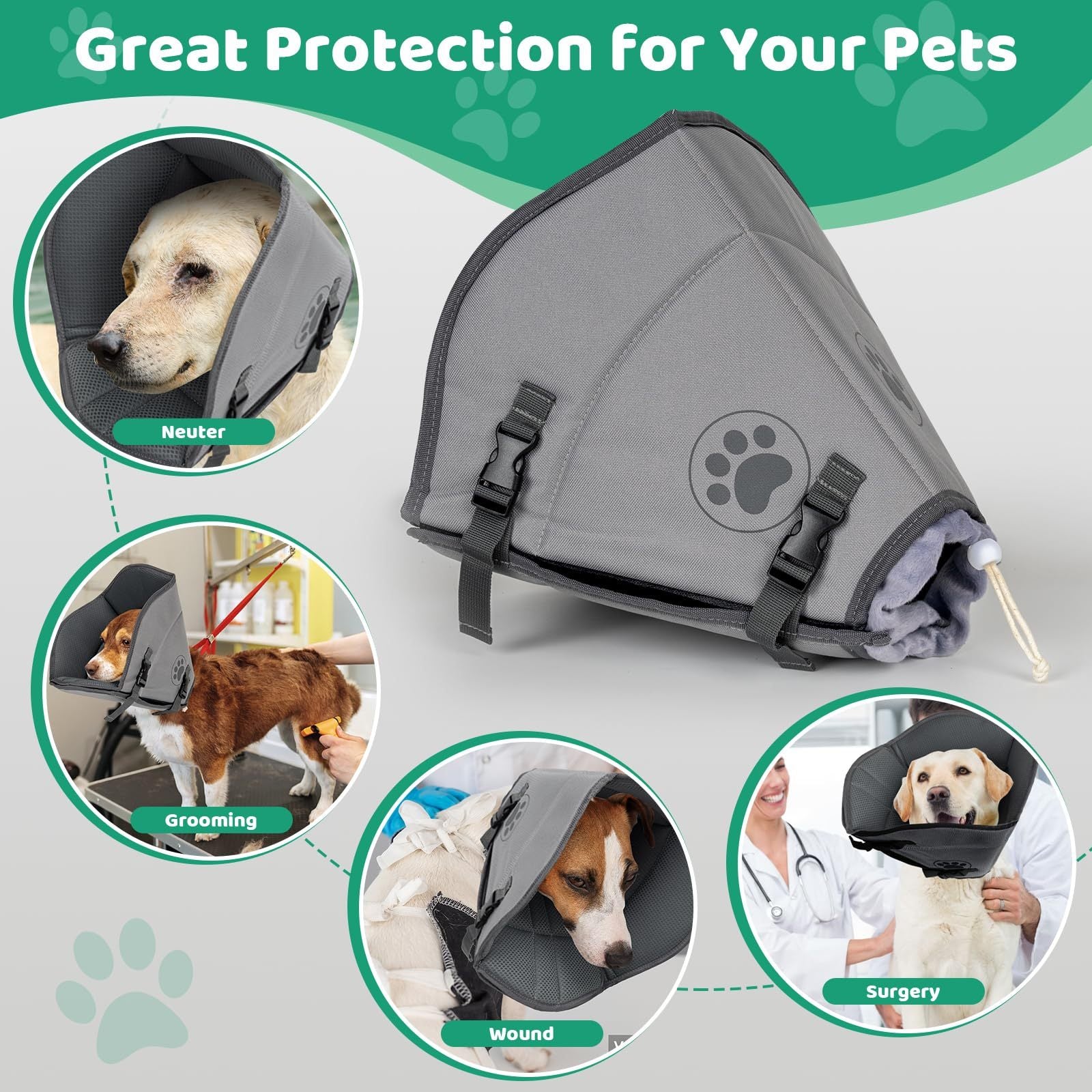 Single-Layer Elizabethan Collar for Pets – Soft Protective Recovery Cone, Size M ACS36