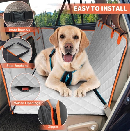 Heavy-Duty Dog Backseat Extender with Hard Bottom – 400lb Waterproof Car Hammock Seat Cover ACS5