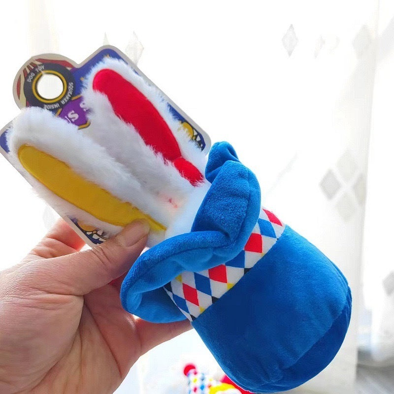 Interactive Plush Dog Toy Bundle – 2-Pack Clown Wobble Hammer & Bunny Squeeze Hat for Fun & Chew Play