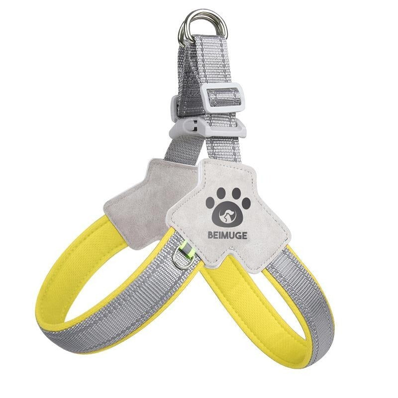 No-Pull Reflective Pet Harness & Leash Set – Adjustable Leather Control Harness for Dogs & Cats COL11