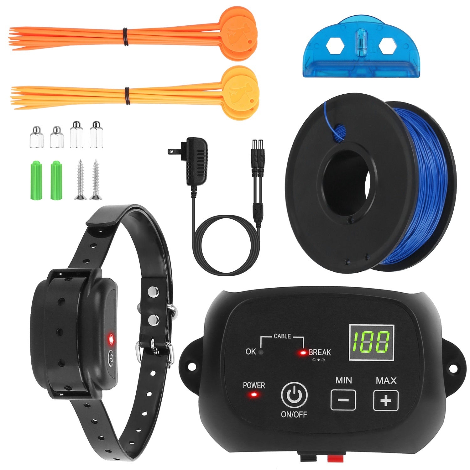 Underground Dog Fence System – 100-Level Adjustable IPX7 Waterproof Rechargeable Receiver for Small to Large Dogs ACS52