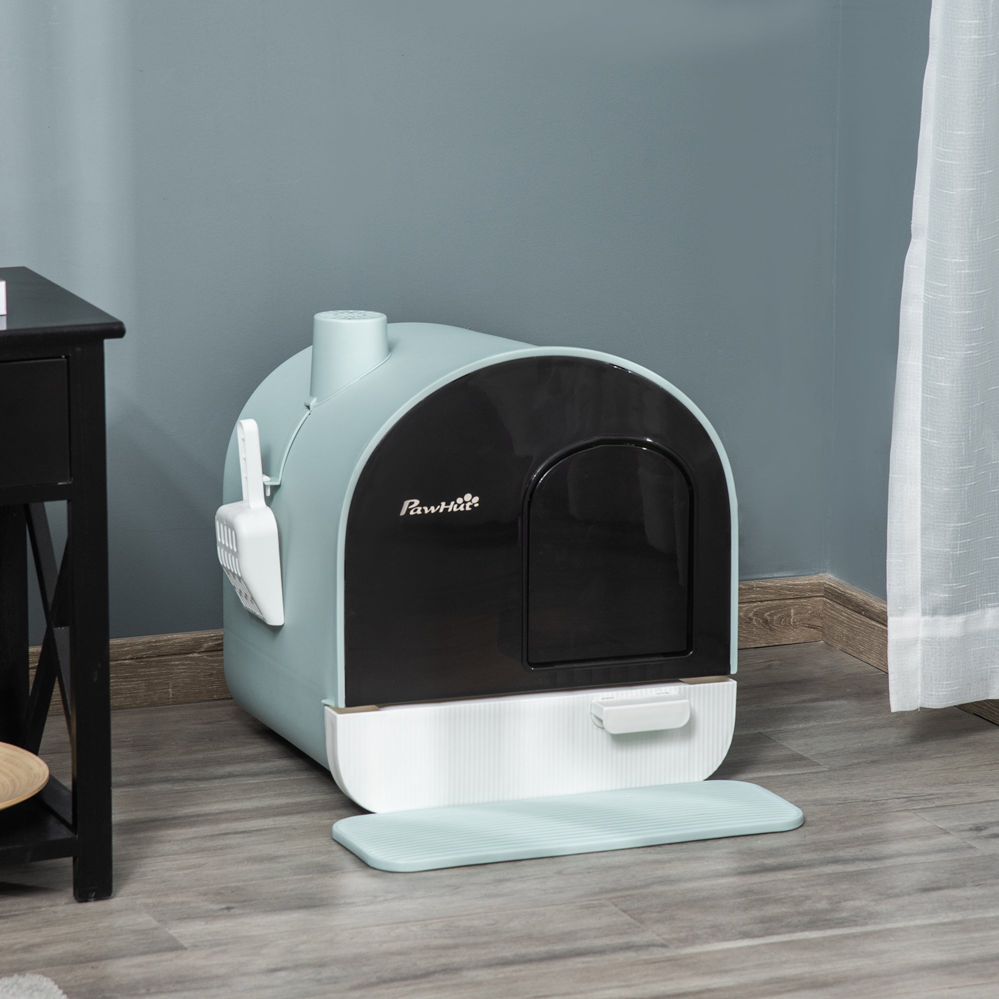 Cat Litter Box With Lid – Enclosed Indoor Cat Toilet With Tray, Scoop & Strainer for Easy Cleaning | Cat Drinking & Feeding – furn3