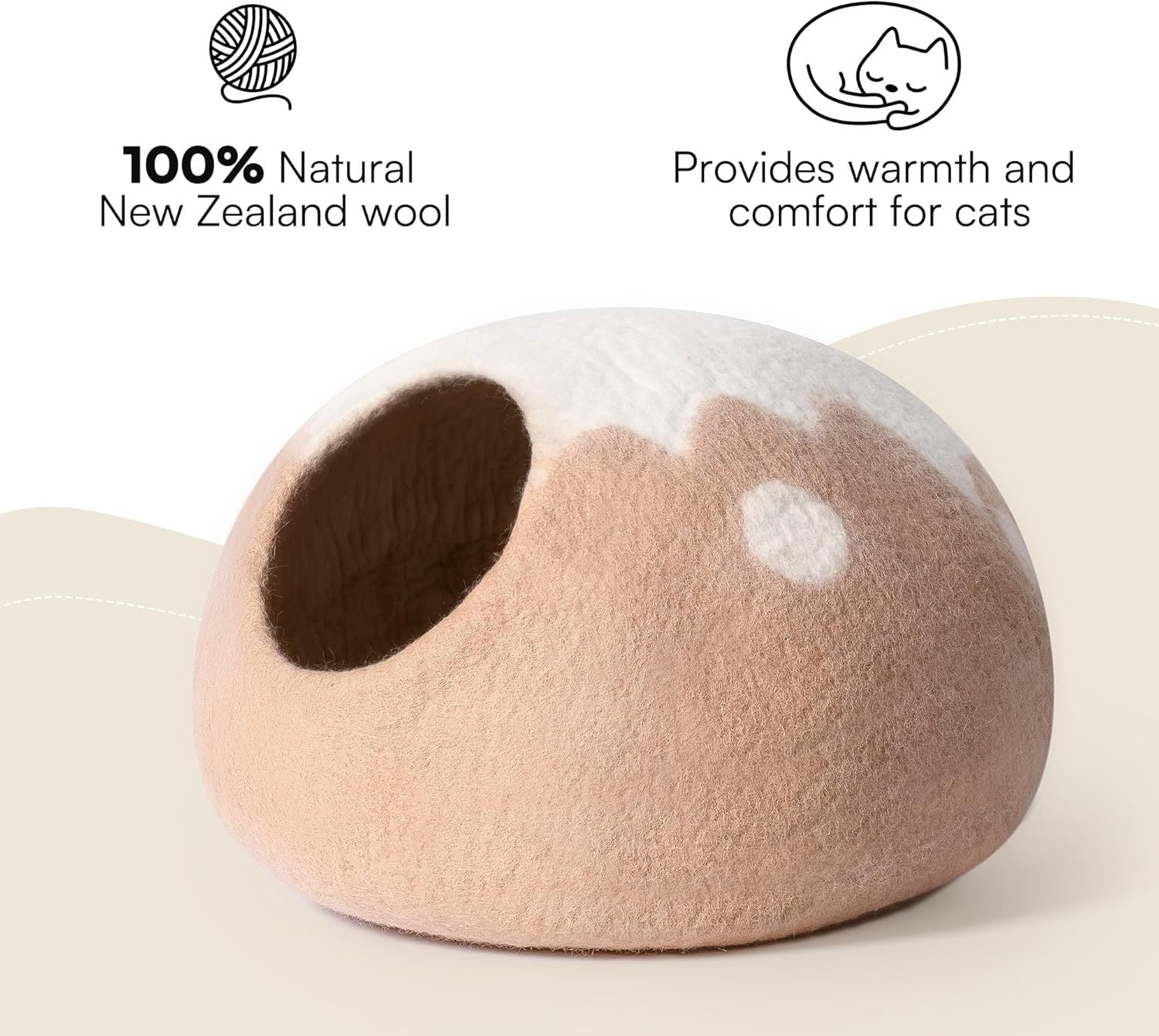 Handmade Wool Cat Cave – Natural Felt Hideaway Bed for Indoor Cats & Kittens | Cat Drinking & Feeding – bed67