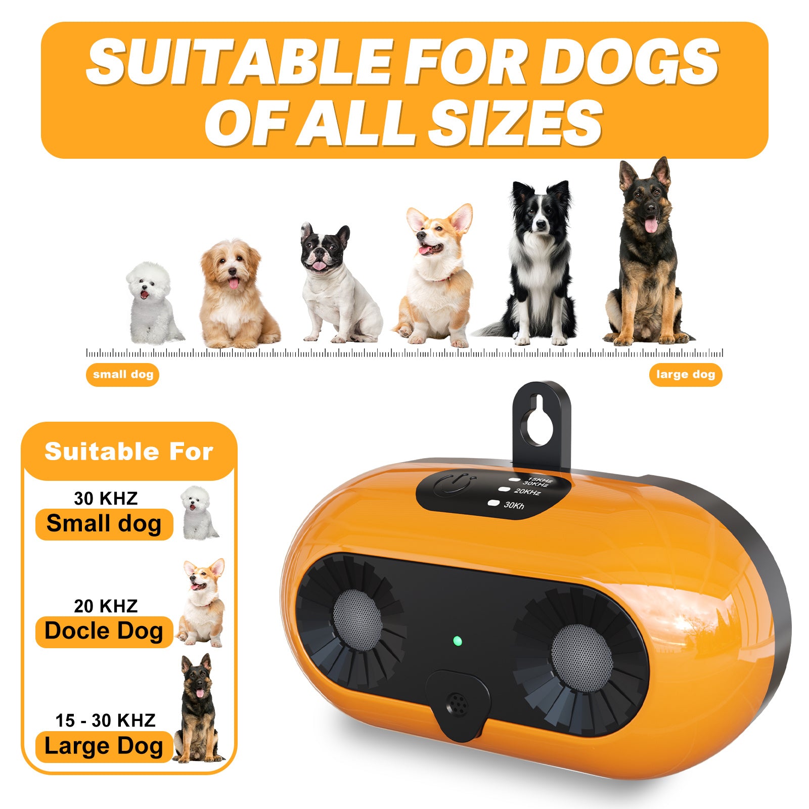 Ultrasonic Anti-Barking Device – 3-Mode Dog Bark Deterrent with 50ft Range for Indoor & Outdoor Use ACS38