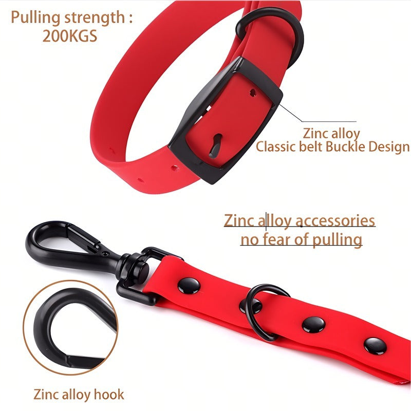 Waterproof Pet Silicone Collar & Leash Set – Easy-to-Clean, Adjustable for Small & Large Dogs, Ideal for Drinking & Feeding Areas COL 17