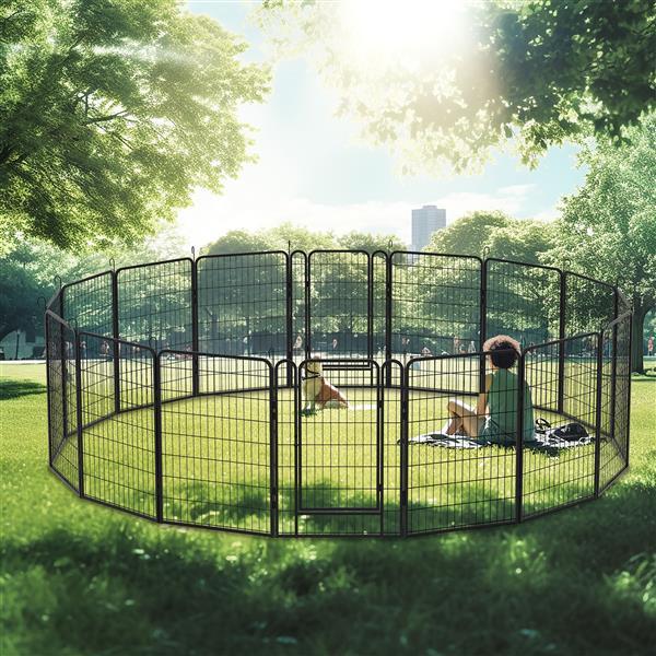 16-Piece Heavy-Duty Metal Pet Playpen Fence – Outdoor & Indoor Exercise Panels for Dogs & Cats ACS24