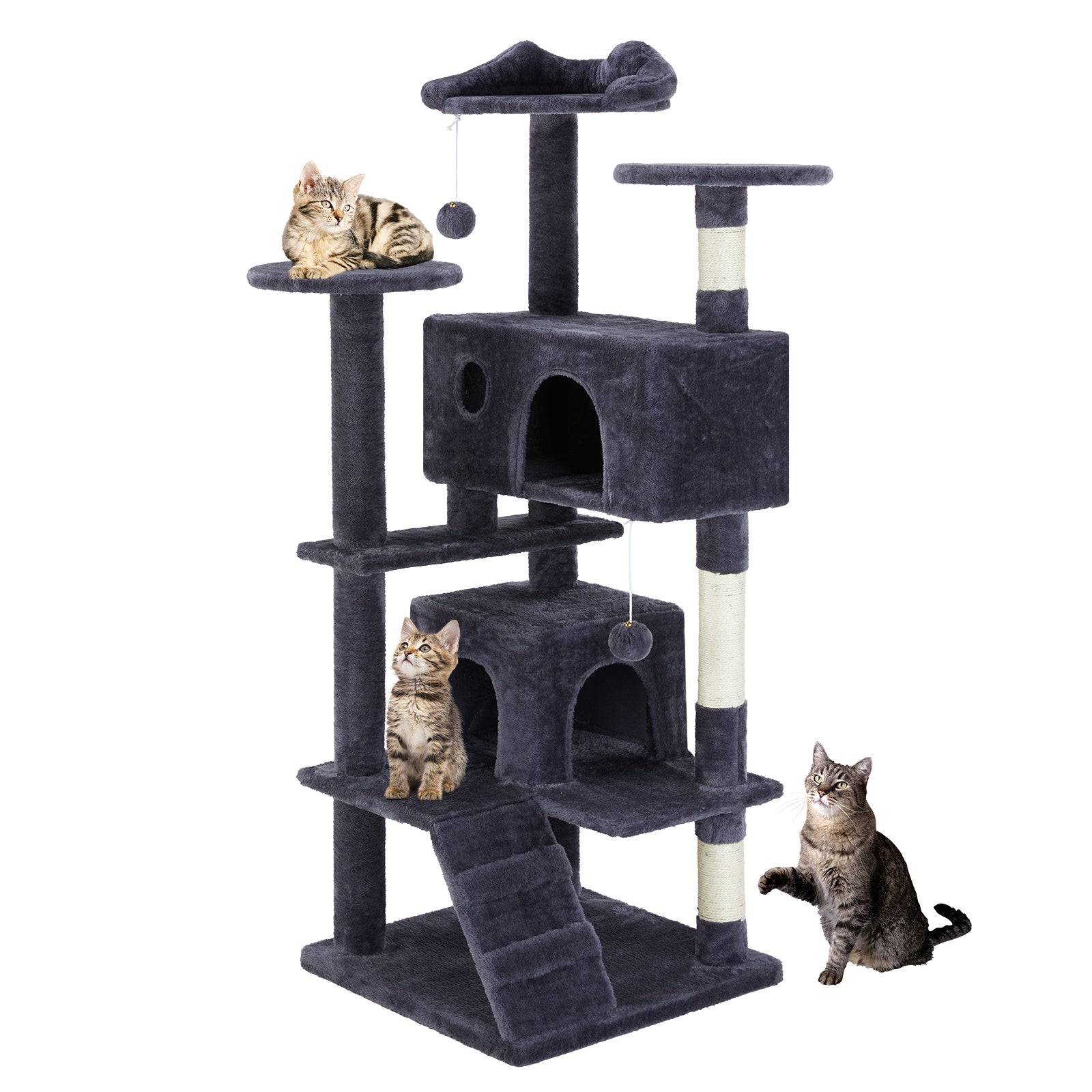 Multi Functional Cat Treehouse – All-in-One Cat Climbing Frame with Scratching Posts & Rest Platforms | Cat Drinking & Feeding – furn5