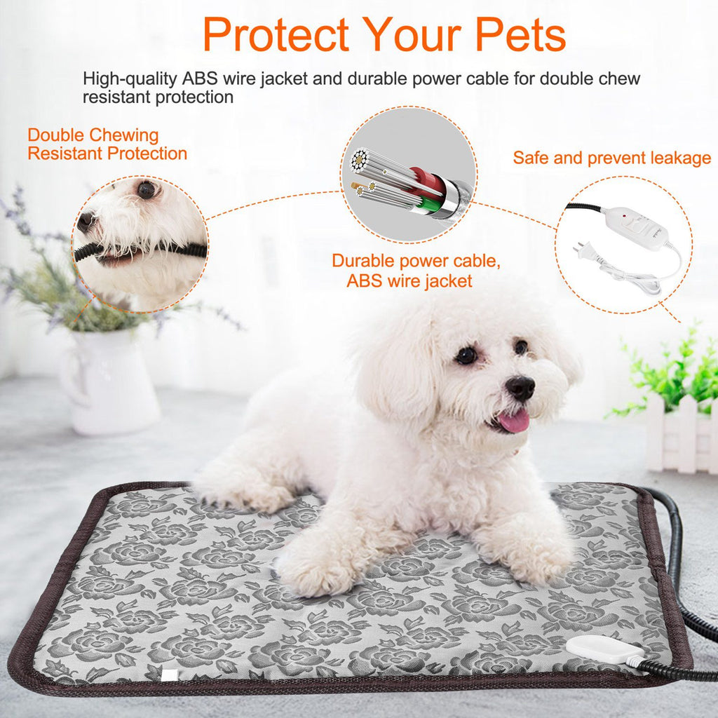 Electric Pet Heating Pad – Waterproof Adjustable Warming Mat with Chew-Resistant Steel Cord | Cat Drinking & Feeding – bed87