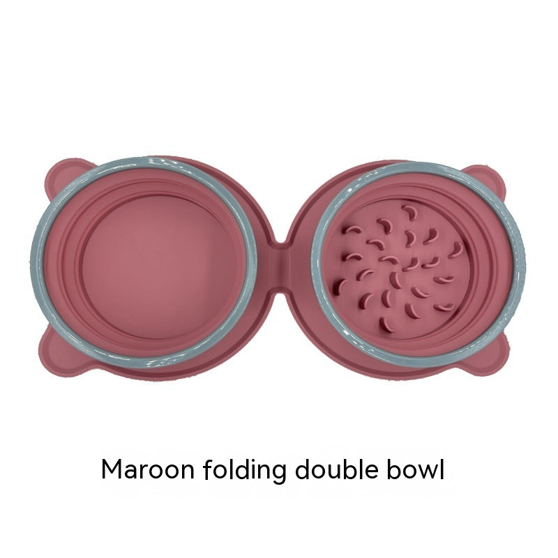 Foldable Travel Pet Bowl – Dual Food & Water Dish for Dogs & Cats