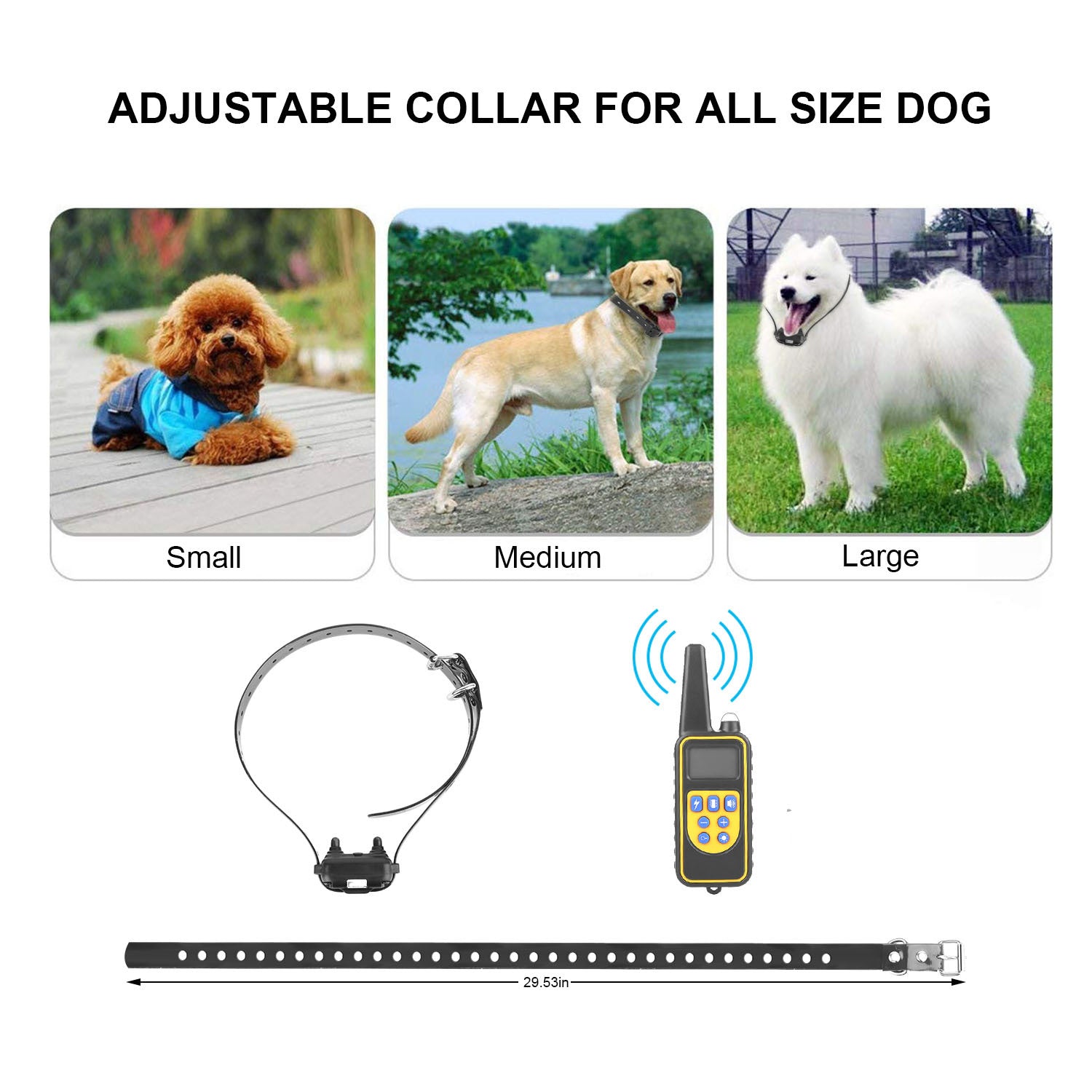 Rechargeable Dog Training Collar with Remote – IP67 Waterproof, 875-Yard Range, 4 Modes, Adjustable Levels ACS44