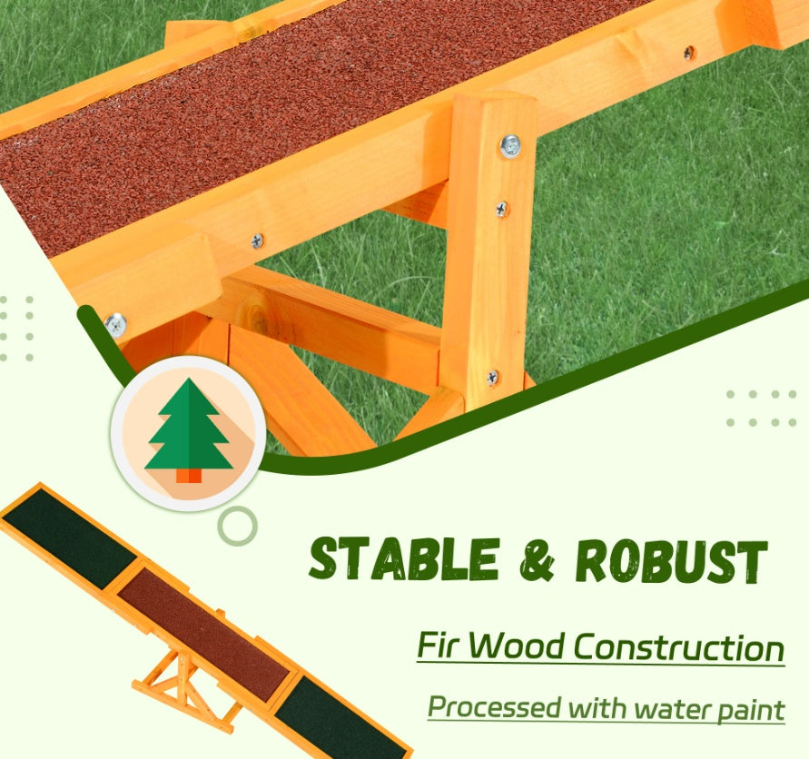 Wooden Dog Agility Seesaw – 71" Weather-Resistant Training & Exercise Equipment for Outdoor Use (Natural Finish)