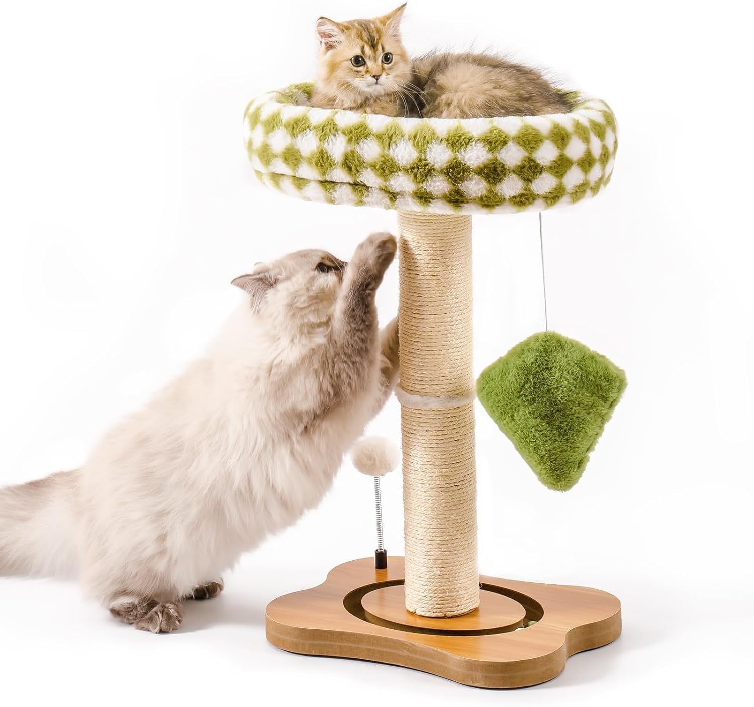 Cat Scratching Post & Bed – 2-in-1 Small Tower with Sisal Scratcher & Ball Track Toys | Cat Drinking & Feeding – bed84