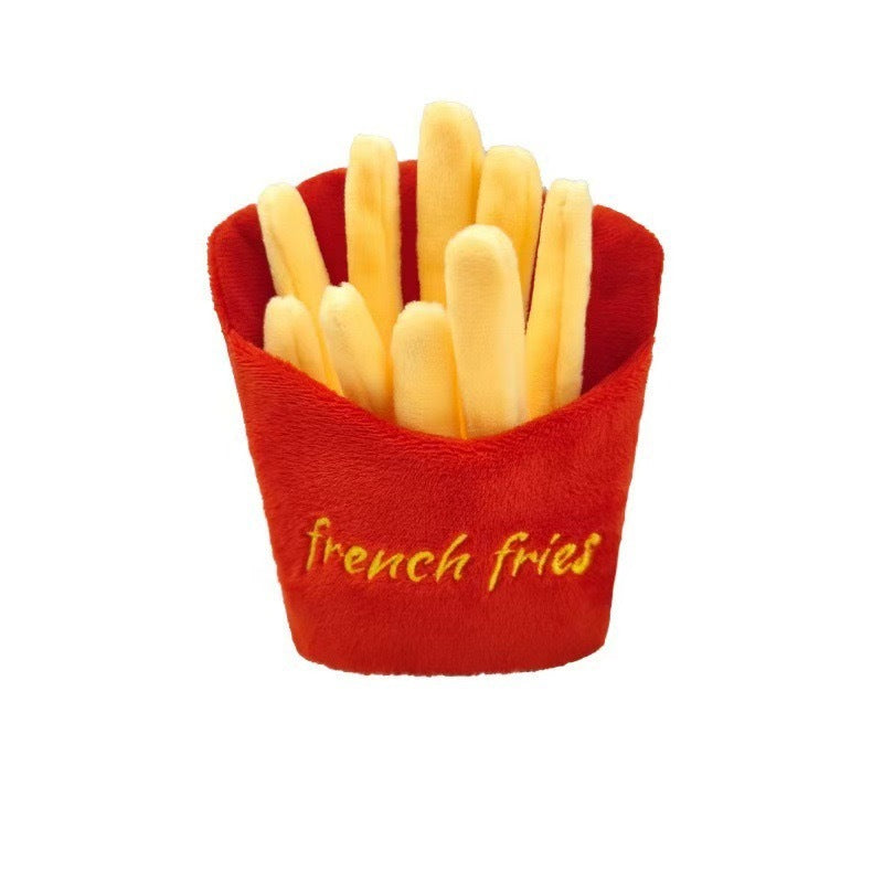 4-in-1 Fast Food Dog Toy Set – Squeaky Plush Bucket with Fries, Soda & Burger for Interactive Play