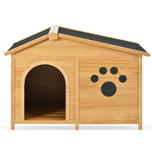 48" Wooden Dog House Outdoor With Porch – Medium Dog Kennel with Water-Resistant Asphalt Roof, Fencing & Indoor/Outdoor Crate | Cat Drinking & Feeding – furn16