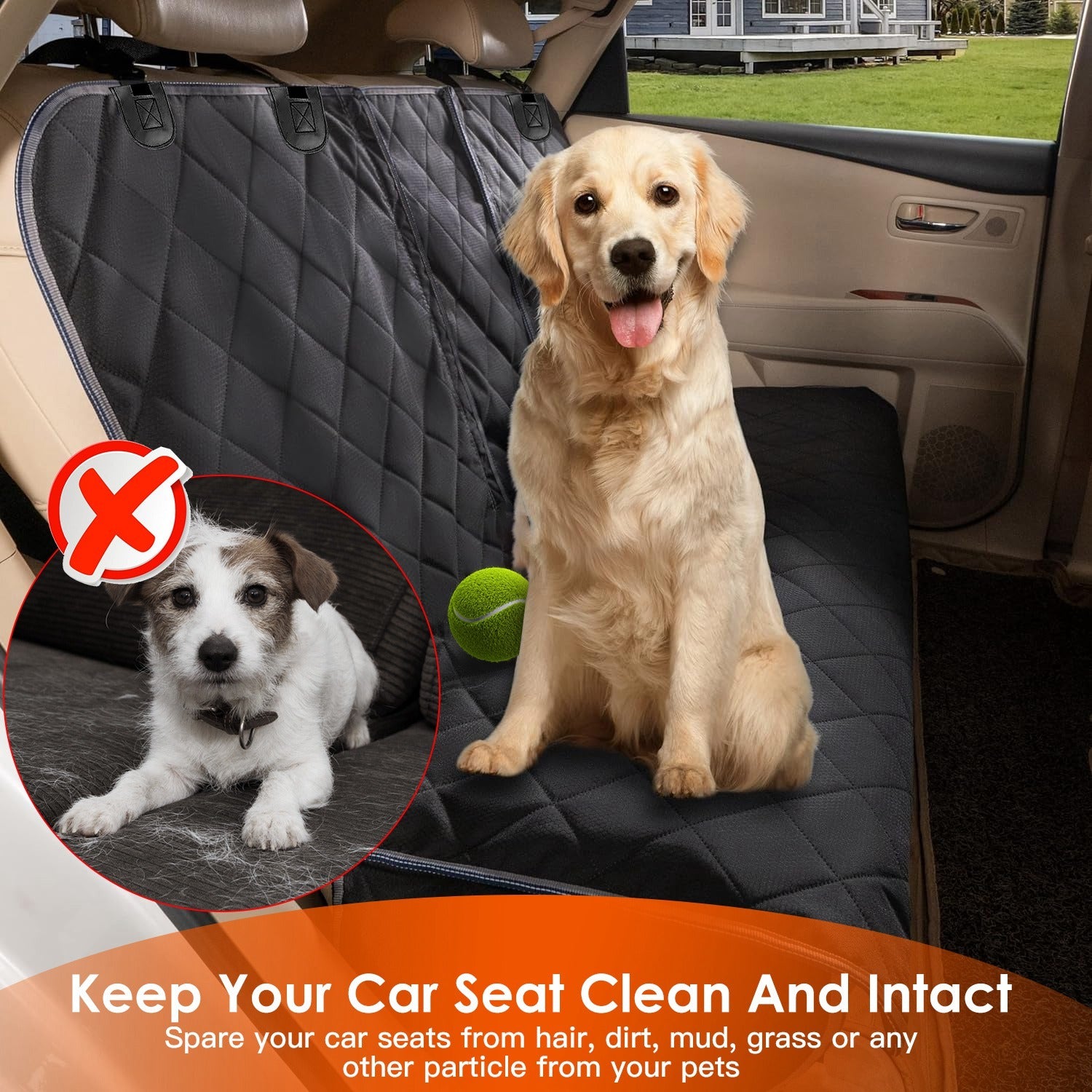 Waterproof Scratchproof Dog Car Seat Cover – Rear Protector Mat with Seat Belt for Car, Truck & SUV ACS23